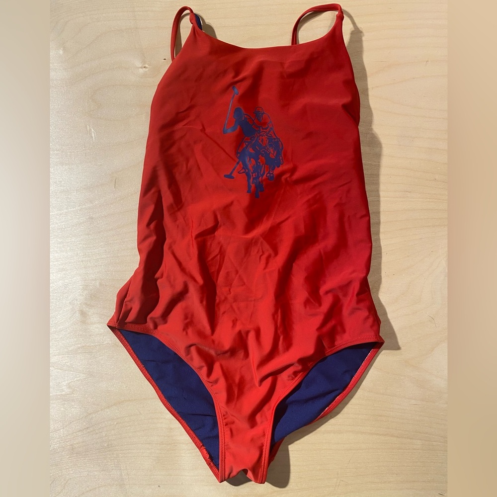 Red Polo Ralph Lauren Swimsuit Medium (7-9) (MV)